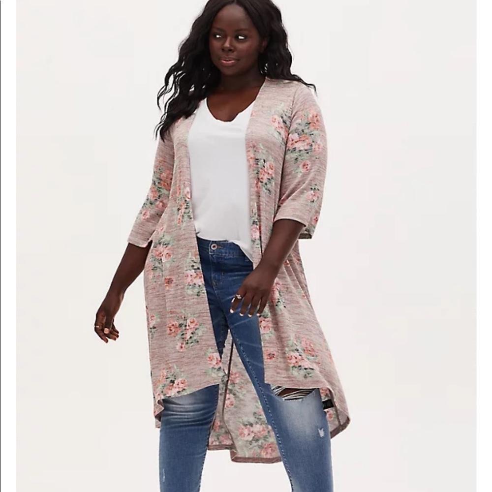 Torrid Floral Hacci Hi-Lo Kimono NWOT